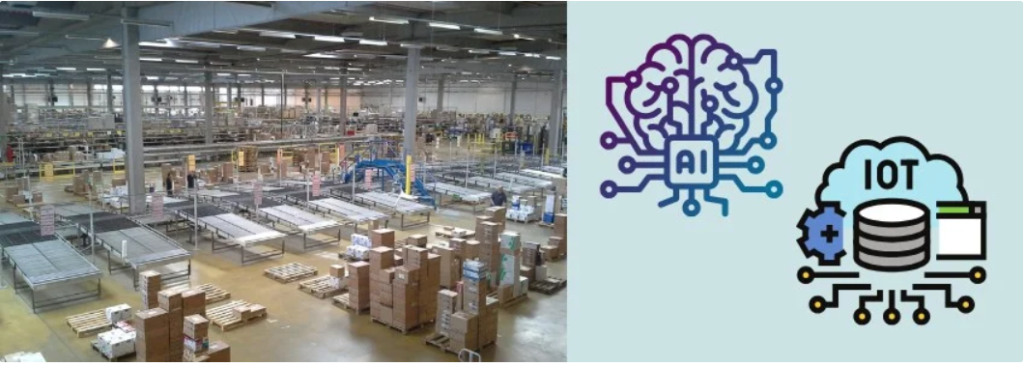 Smart warehouse 2026 featuring AI robots and IoT sensors