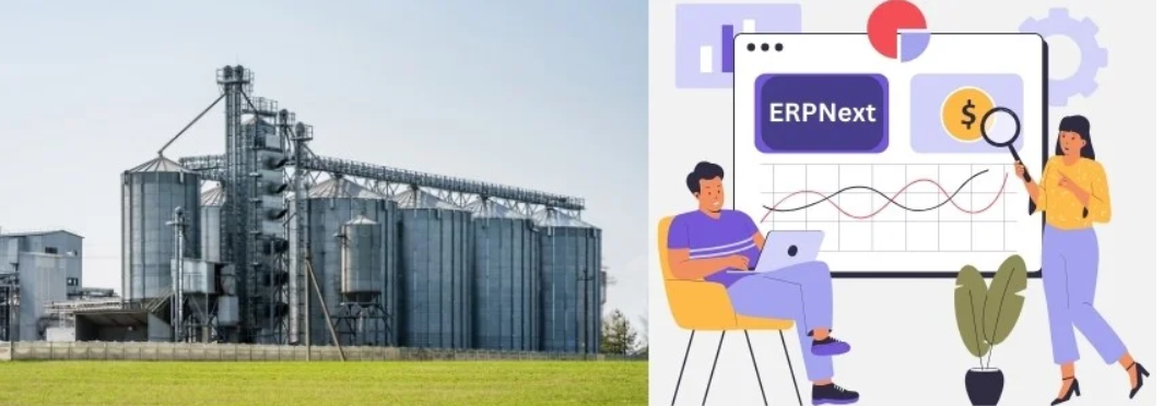 Agro-based product manufacturing facility dashboard using ERPNext for efficiency tracking.